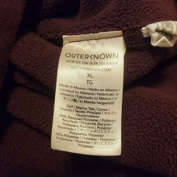 Outerknown Outlook Pullover Fleece Hoodie Sweatshirt Maroon Red Fuzzy Hooded XL - Picture 7 of 8
